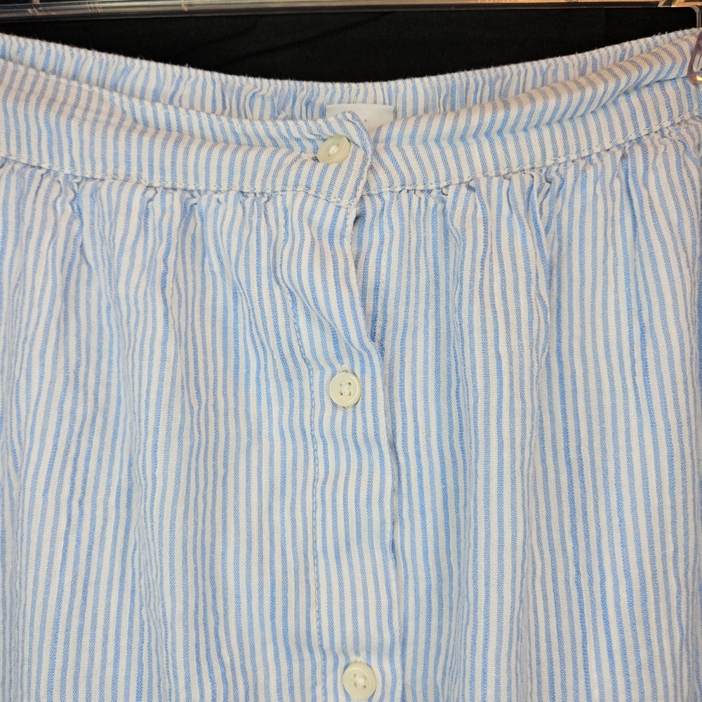 Old Navy XL Blue White Striped Button Front Ruffle Hem‎ Midi Skirt - Picture 3 of 9